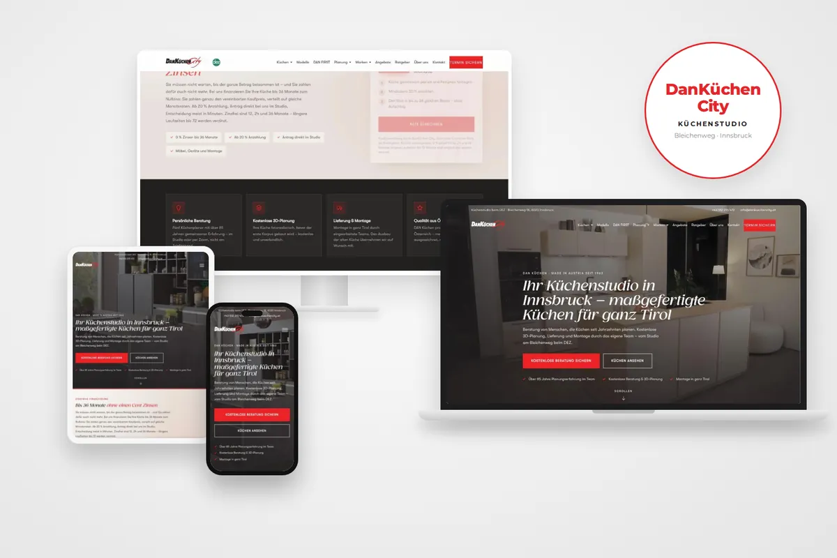 Webdesign Referenz Wien – DanKüchen City Innsbruck