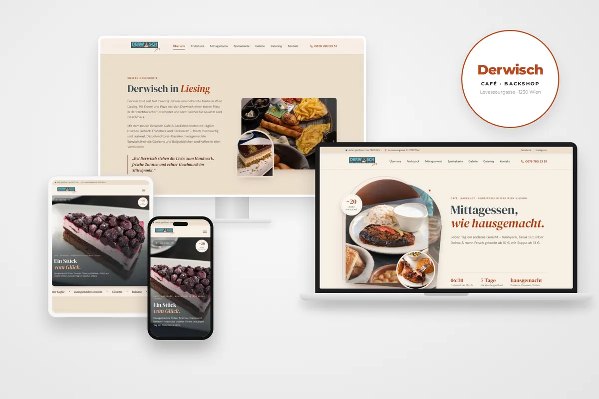 Webdesign Referenz Wien – Derwisch Café & Backshop in Liesing
