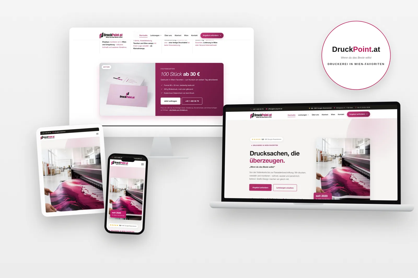 Website-Referenz DruckPoint Druckerei Wien – Webdesign von Eura Media