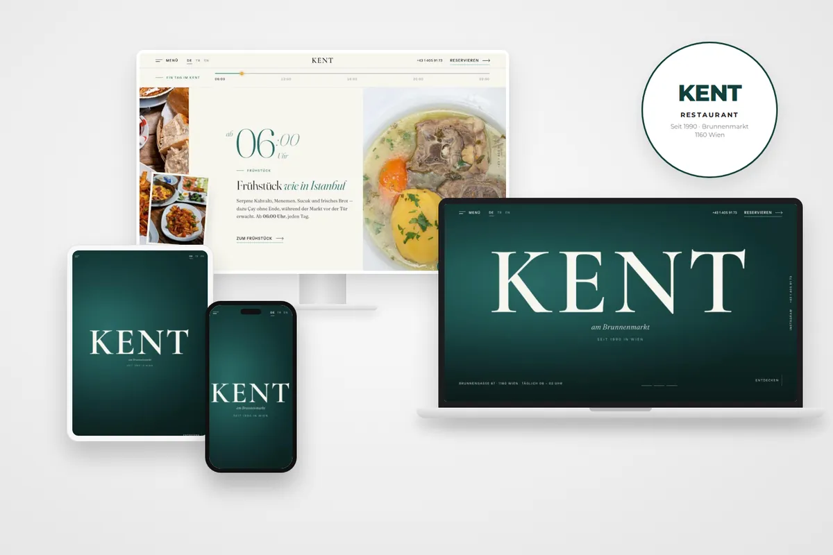 Webdesign Referenz Wien – KENT Restaurant am Brunnenmarkt