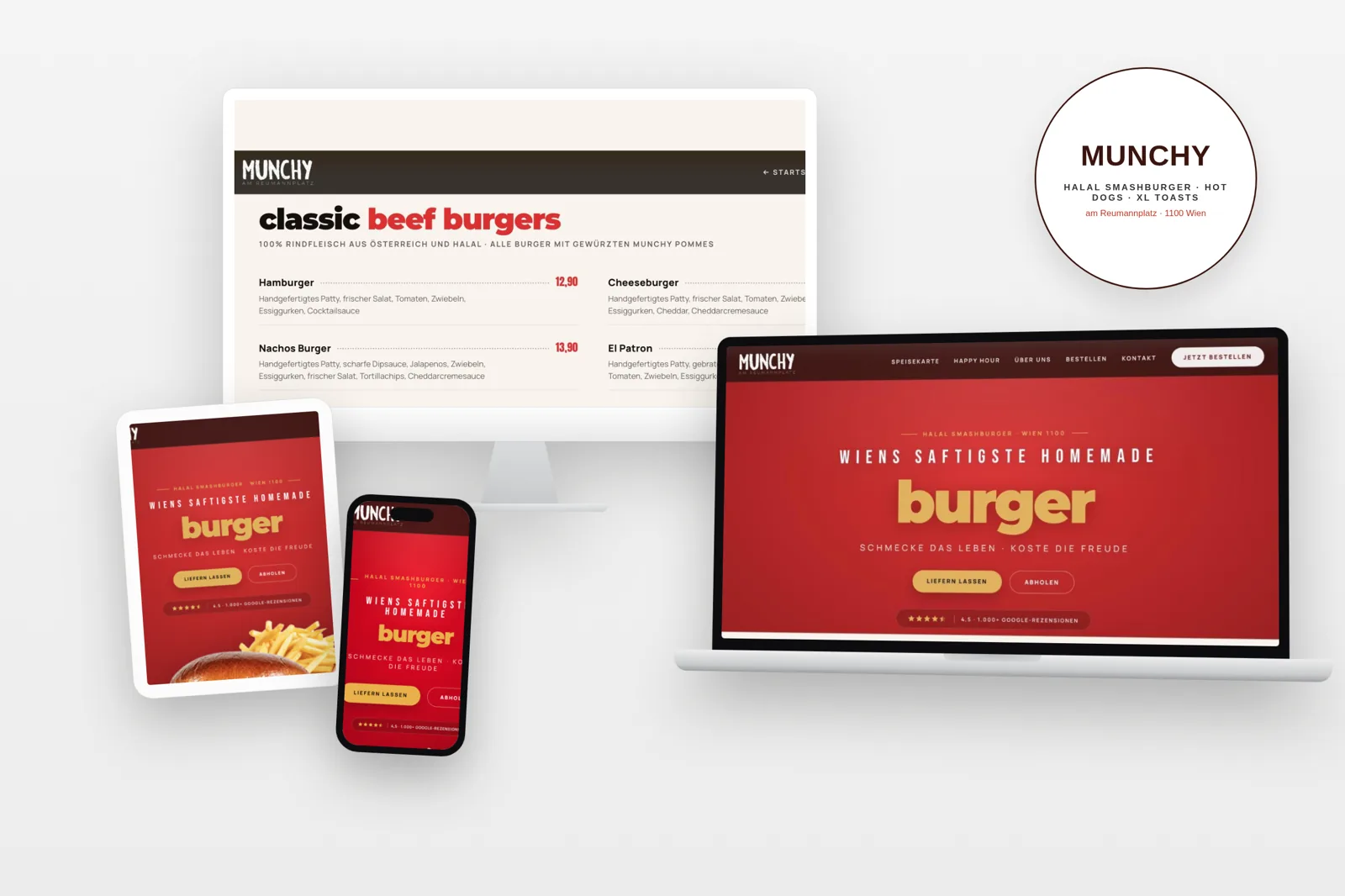 Website-Referenz Munchy am Reumannplatz Wien – Webdesign von Eura Media