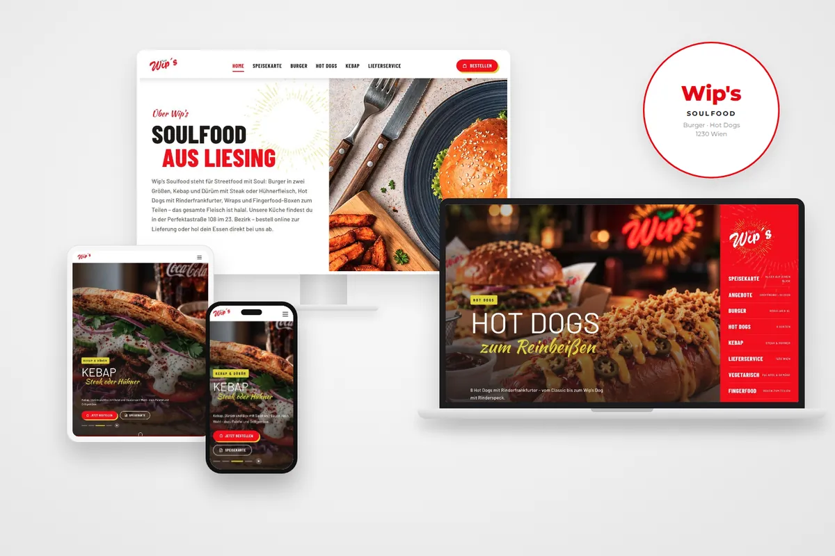 Webdesign Referenz Wien – Wip’s Soulfood in Liesing