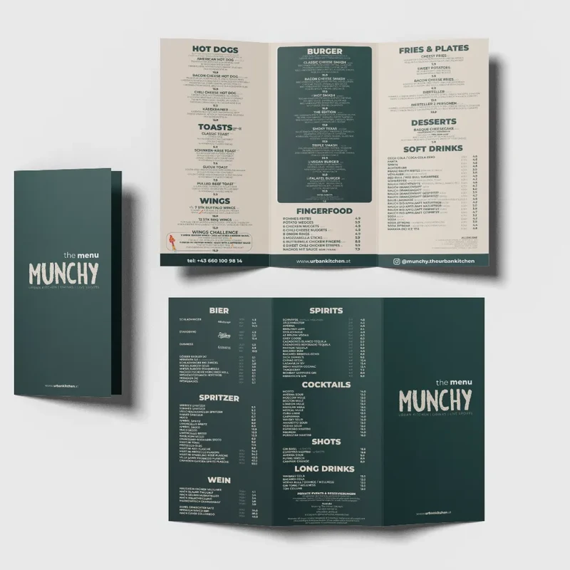 Gefaltete Speisekarte / Trifold-Design von Eura Media Wien