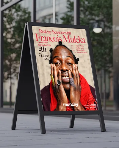 Beispiel Plakat-Aufsteller für eine Veranstaltung von Eura Media